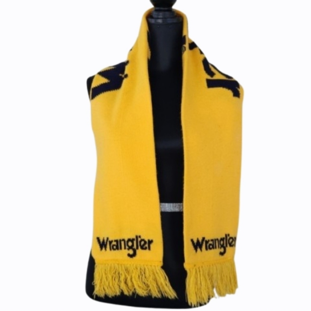 WRANGLER Yellow Reversible Knit Scarf with Fringe